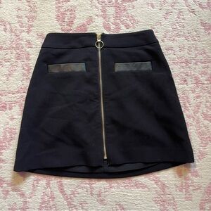 Express Black Mini Skirt with gold zipper